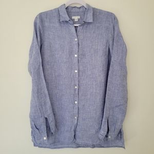 J.Jill Love Linen Button-Up Light Blue Shirts Top‎ XS